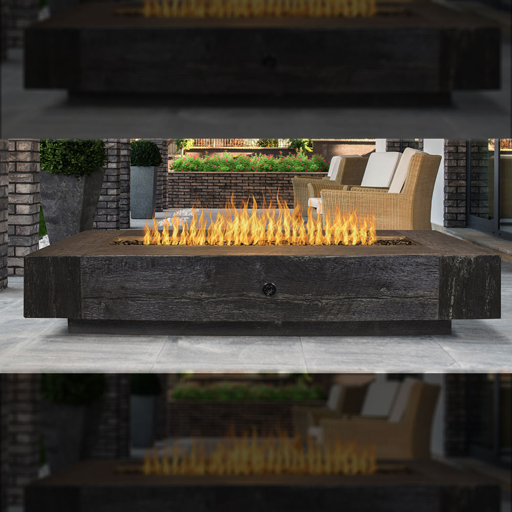 The Outdoor Plus Coronado Wood Grain Fire Pit - - ivory