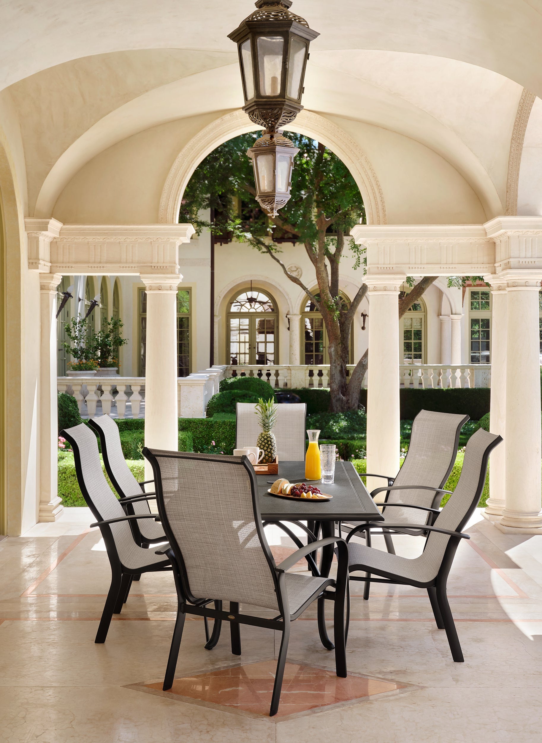 Fremont Sling High Back Dining Arm Chair - Stackable