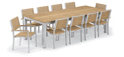 Travira 11-Piece 103"X42" Table And Slat Armchair Dining Set - Powder Coated Aluminum Frame - Tekwood Natural