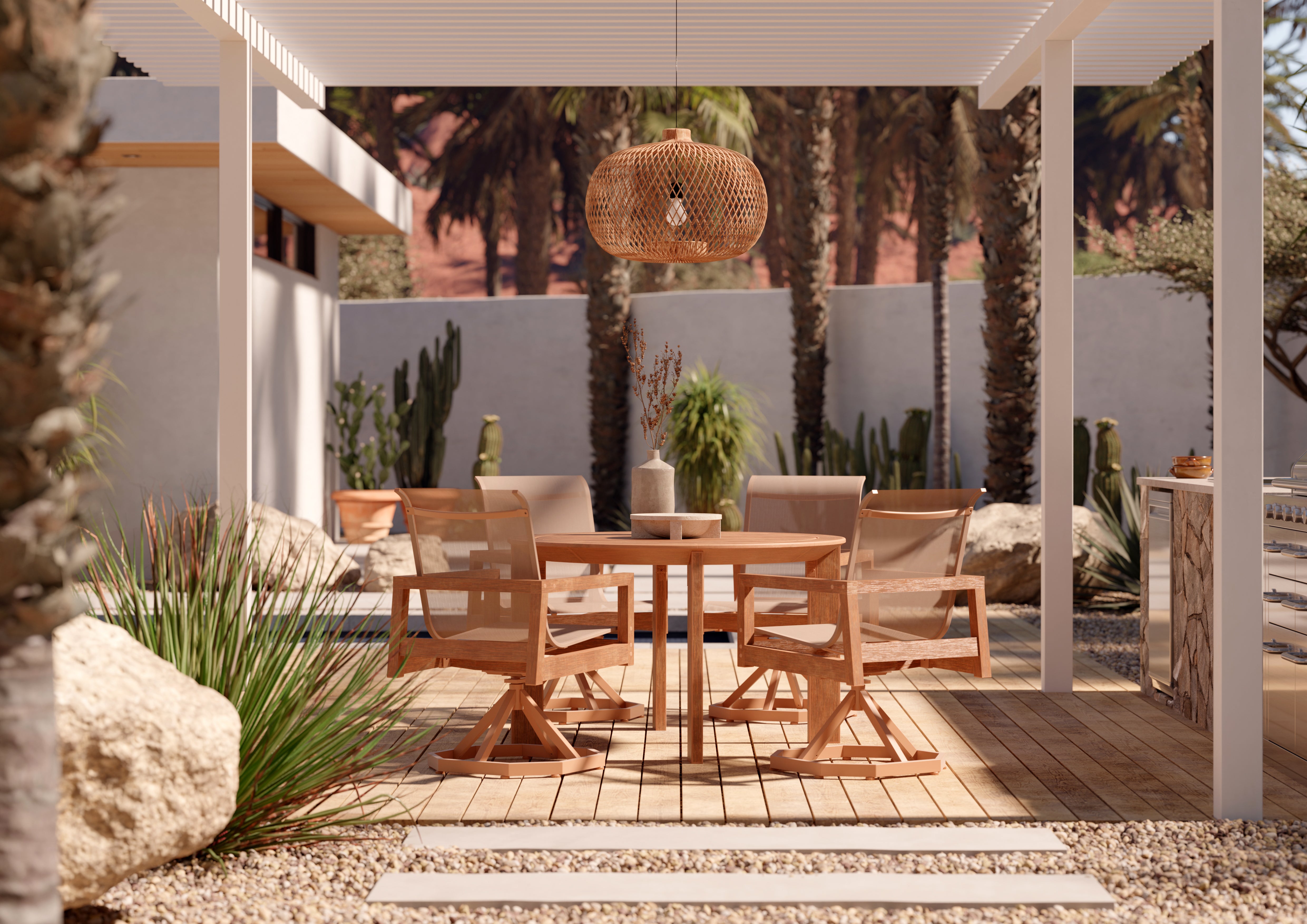 Sierra Sling Swivel Rocking Dining Chair