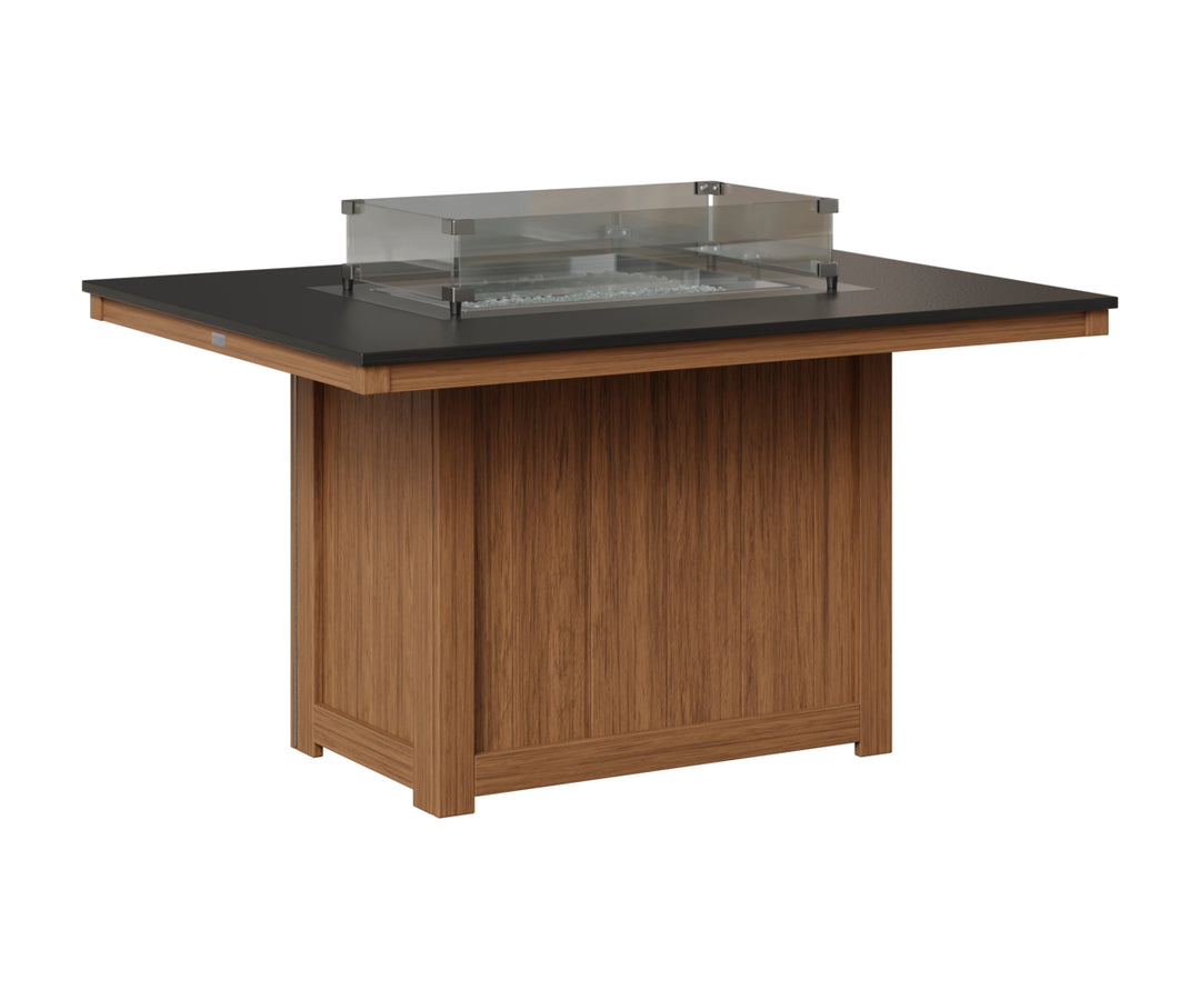 Donoma 42" x 54" Rectangular Fire Table - Hammered Top - Dining Height