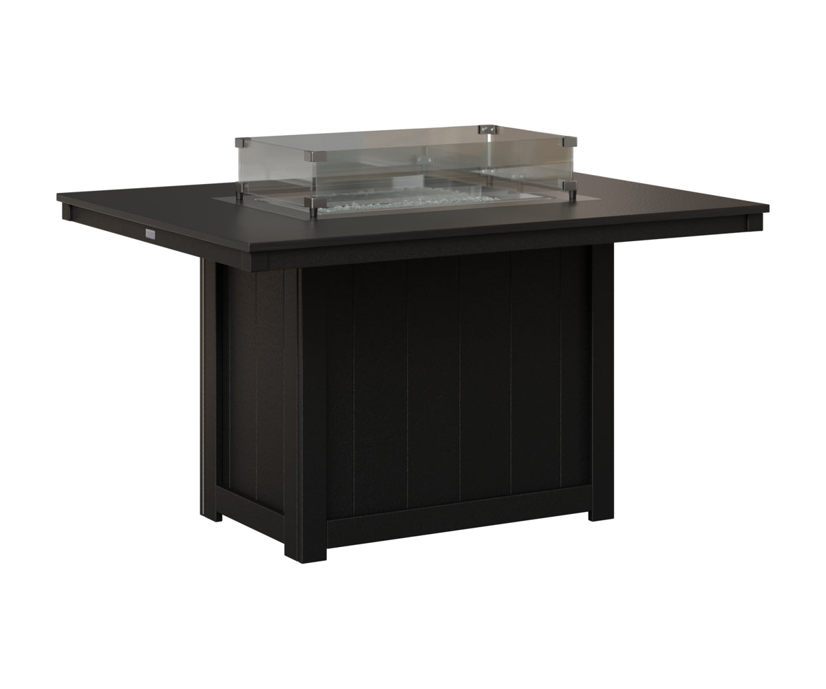 Donoma 42" x 54" Rectangular Fire Table - Hammered Top - Dining Height