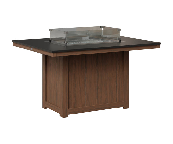 Donoma 42" x 54" Rectangular Fire Table - Hammered Top - Dining Height