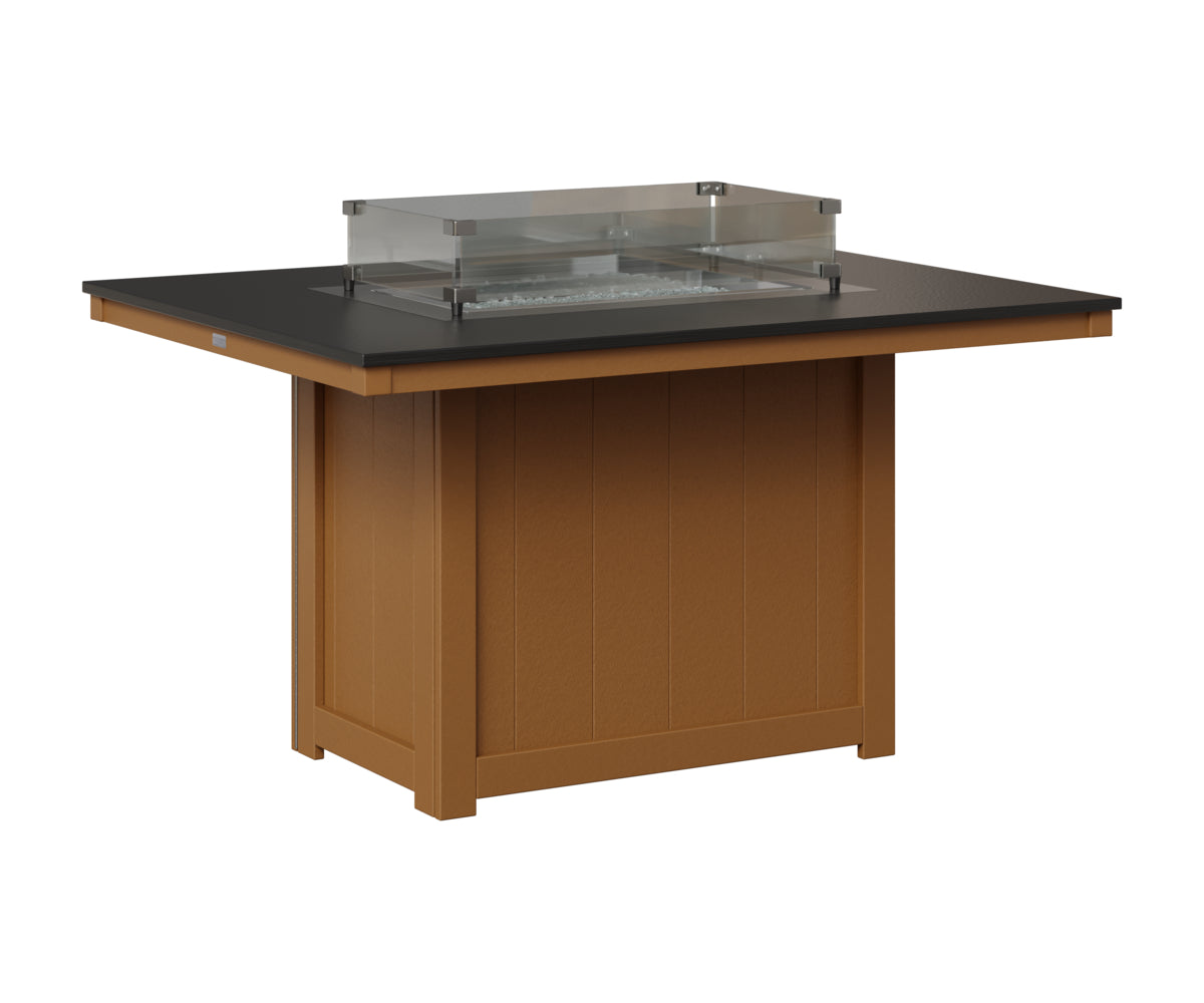 Donoma 42" x 54" Rectangular Fire Table - Hammered Top - Dining Height