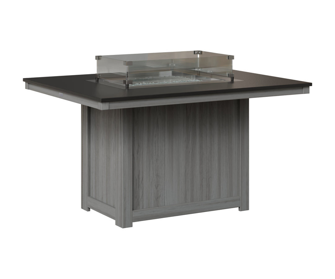 Donoma 42" x 54" Rectangular Fire Table - Hammered Top - Dining Height