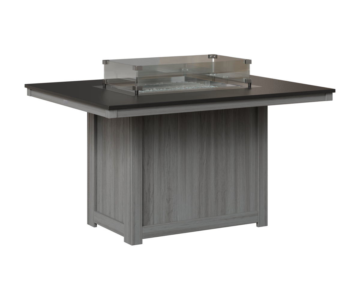 Donoma 42" x 54" Rectangular Fire Table - Hammered Top - Dining Height