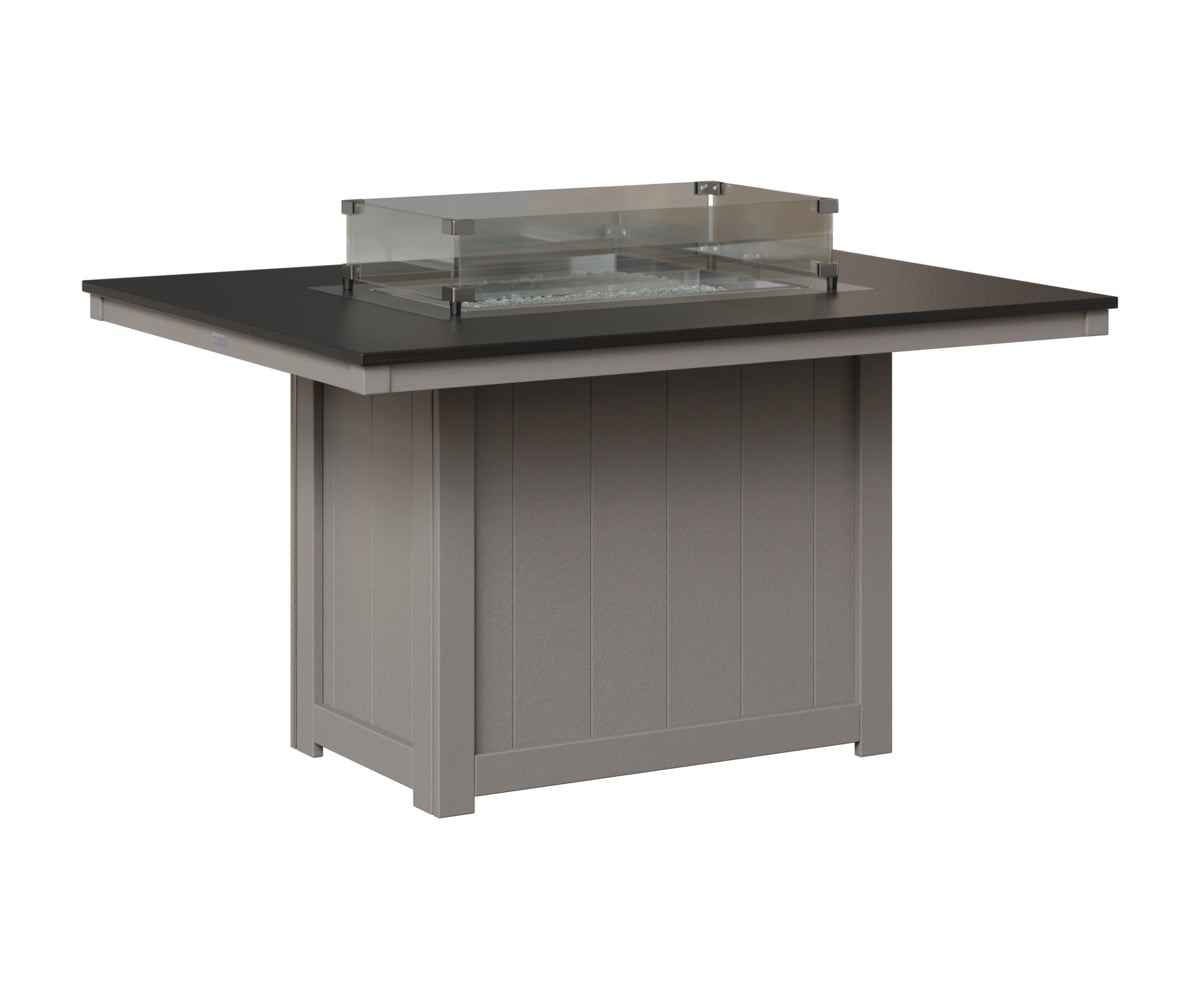 Donoma 42" x 54" Rectangular Fire Table - Hammered Top - Dining Height