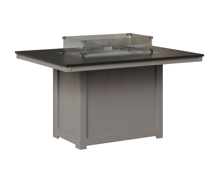 Donoma 42" x 54" Rectangular Fire Table - Hammered Top - Dining Height