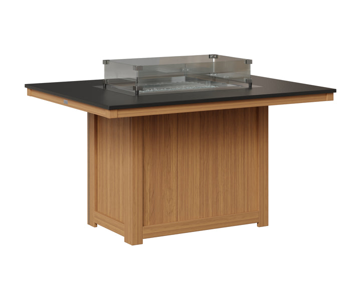 Donoma 42" x 54" Rectangular Fire Table - Hammered Top - Dining Height