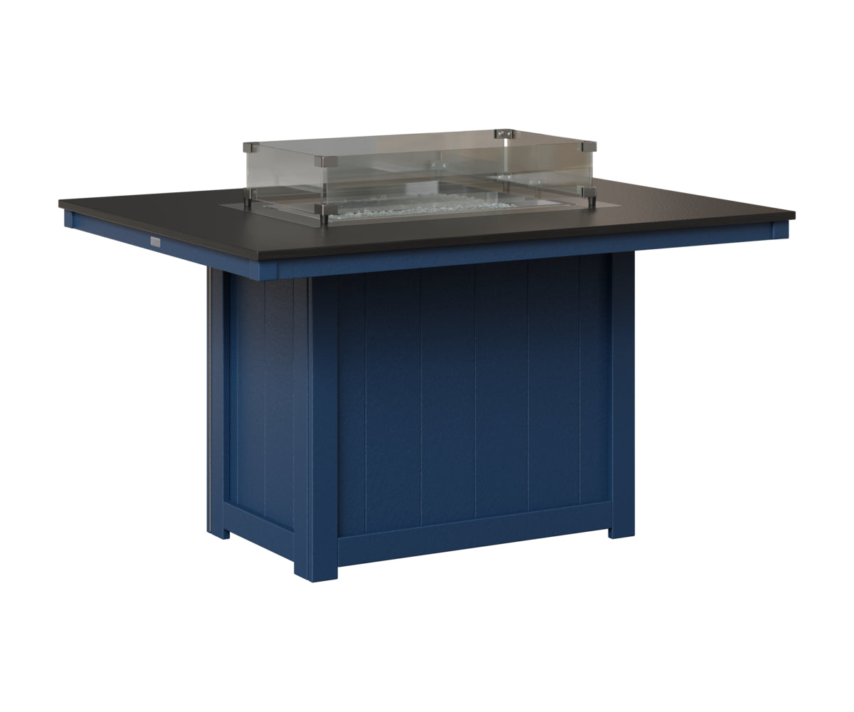 Donoma 42" x 54" Rectangular Fire Table - Hammered Top - Dining Height