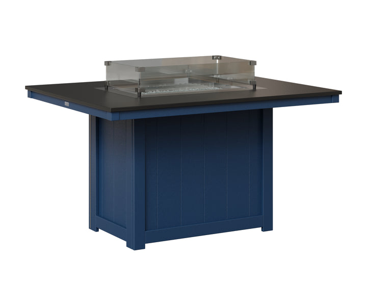 Donoma 42" x 54" Rectangular Fire Table - Hammered Top - Dining Height