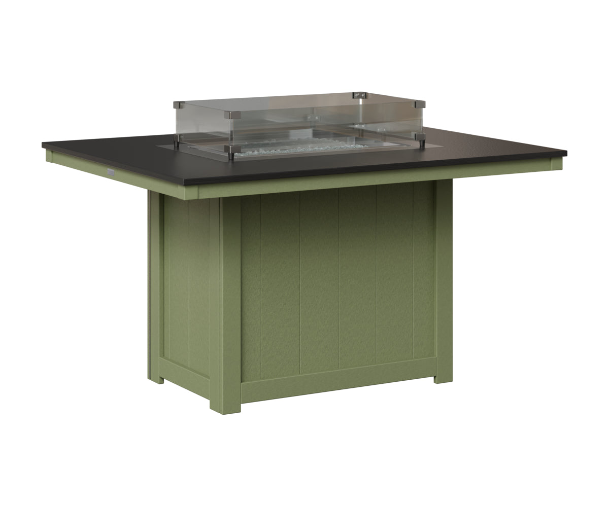 Donoma 42" x 54" Rectangular Fire Table - Hammered Top - Dining Height