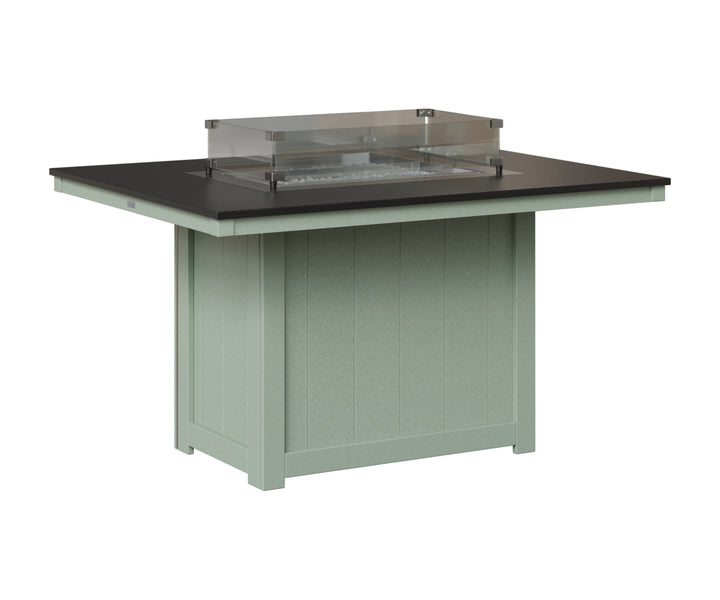 Donoma 42" x 54" Rectangular Fire Table - Hammered Top - Dining Height