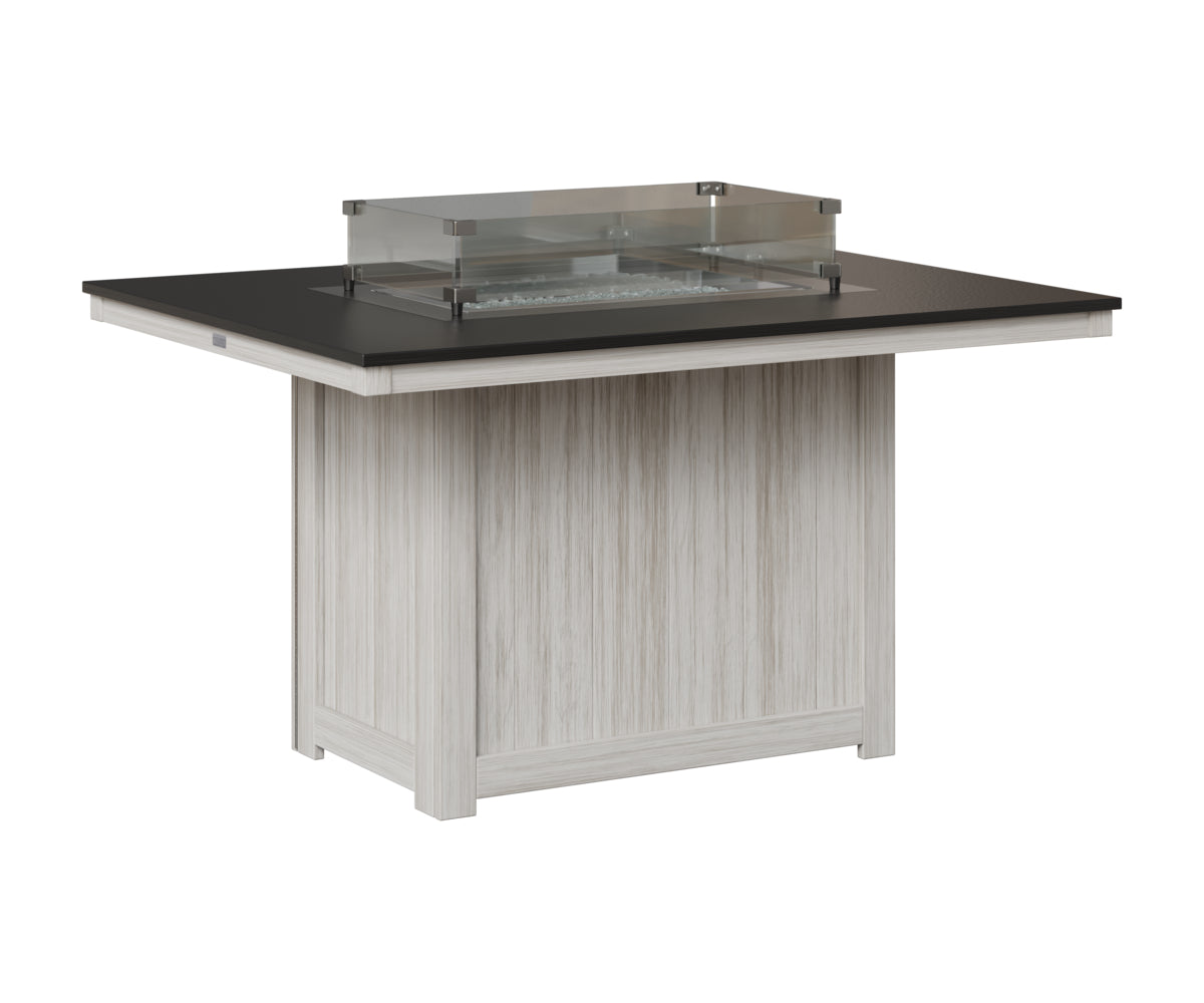 Donoma 42" x 54" Rectangular Fire Table - Hammered Top - Dining Height