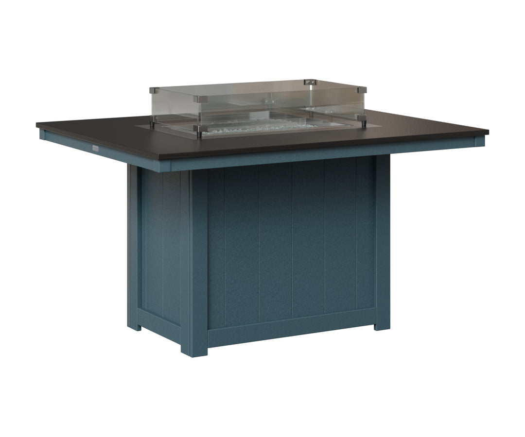Donoma 42" x 54" Rectangular Fire Table - Hammered Top - Dining Height