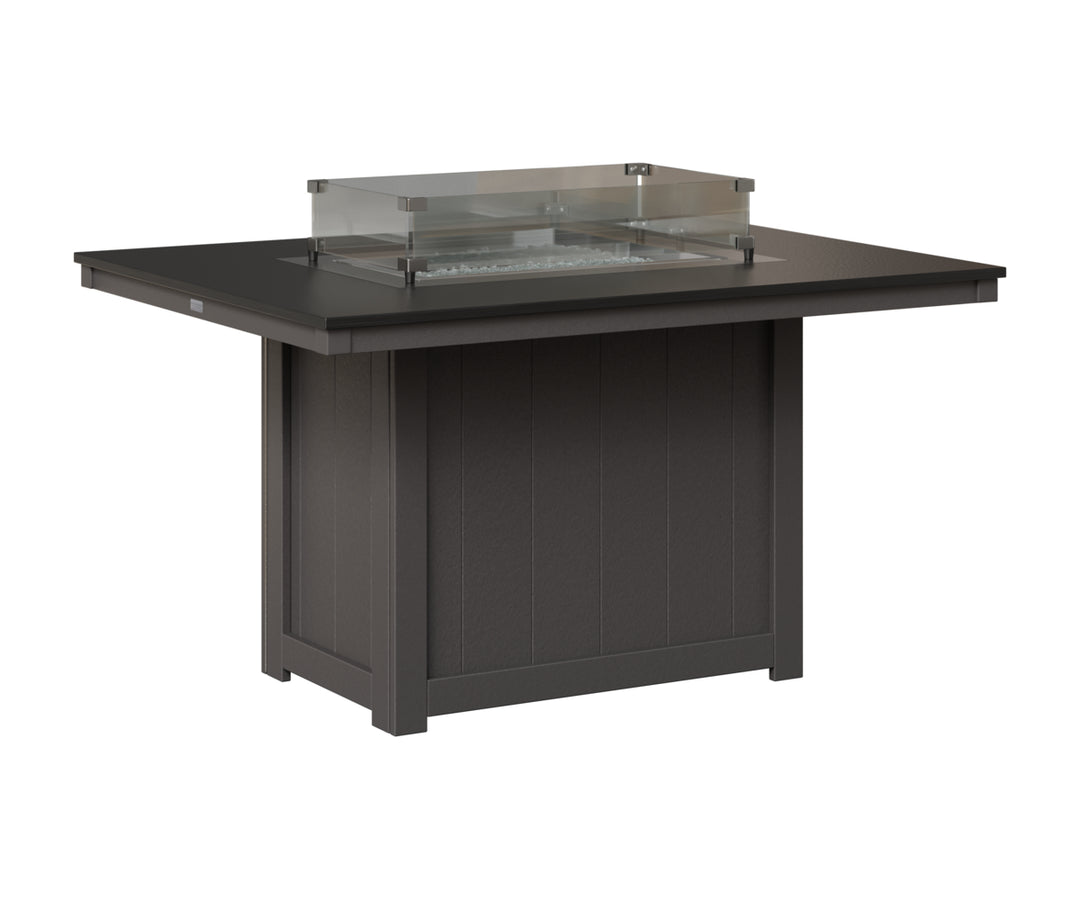 Donoma 42" x 54" Rectangular Fire Table - Hammered Top - Dining Height