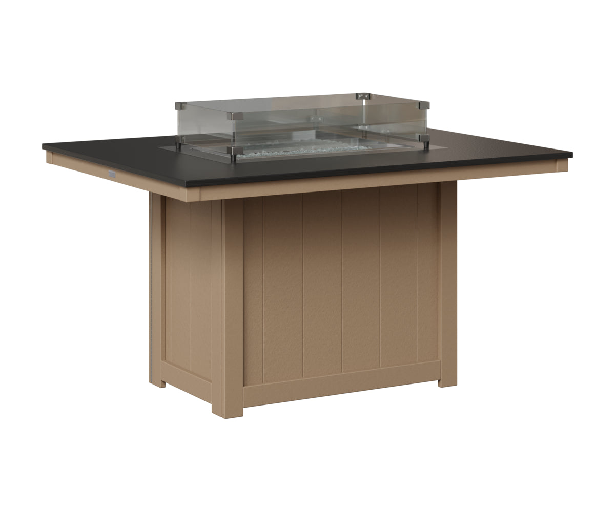 Donoma 42" x 54" Rectangular Fire Table - Hammered Top - Dining Height