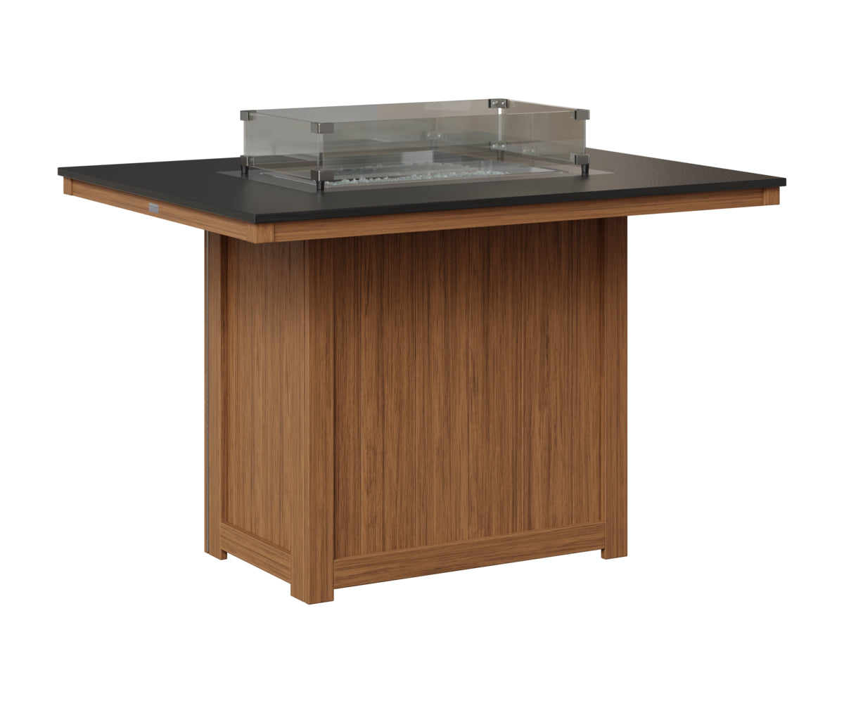 Donoma 42" x 54" Rectangular Fire Table - Hammered Top - Counter Height