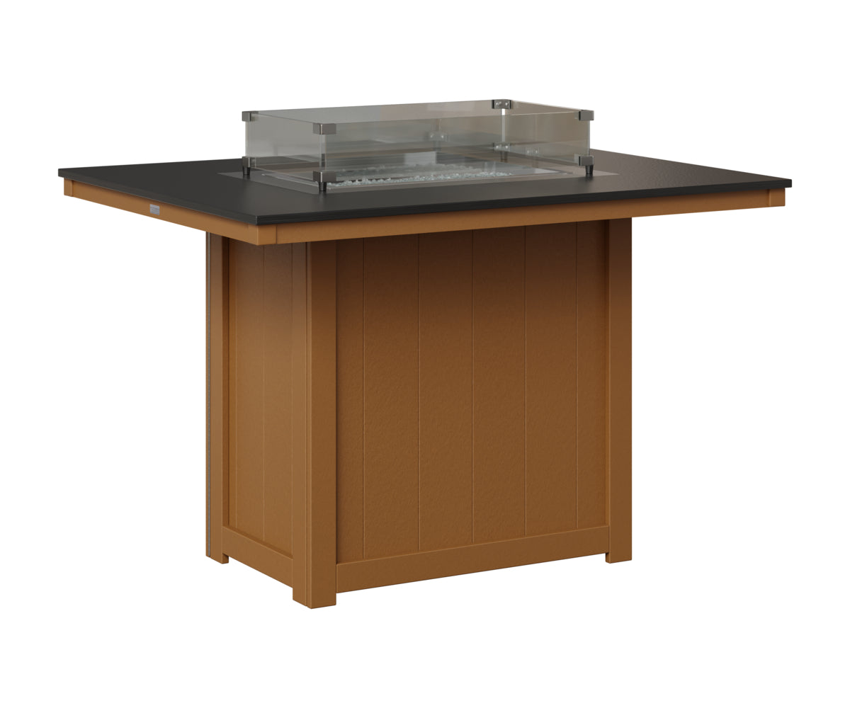 Donoma 42" x 54" Rectangular Fire Table - Hammered Top - Counter Height