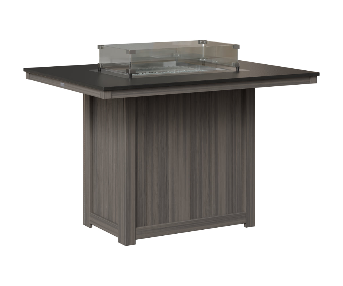 Donoma 42" x 54" Rectangular Fire Table - Hammered Top - Counter Height