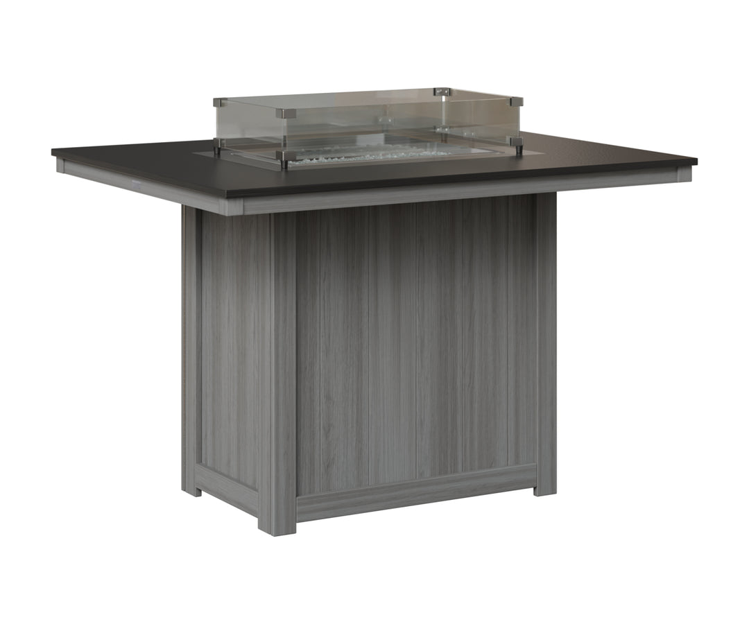 Donoma 42" x 54" Rectangular Fire Table - Hammered Top - Counter Height