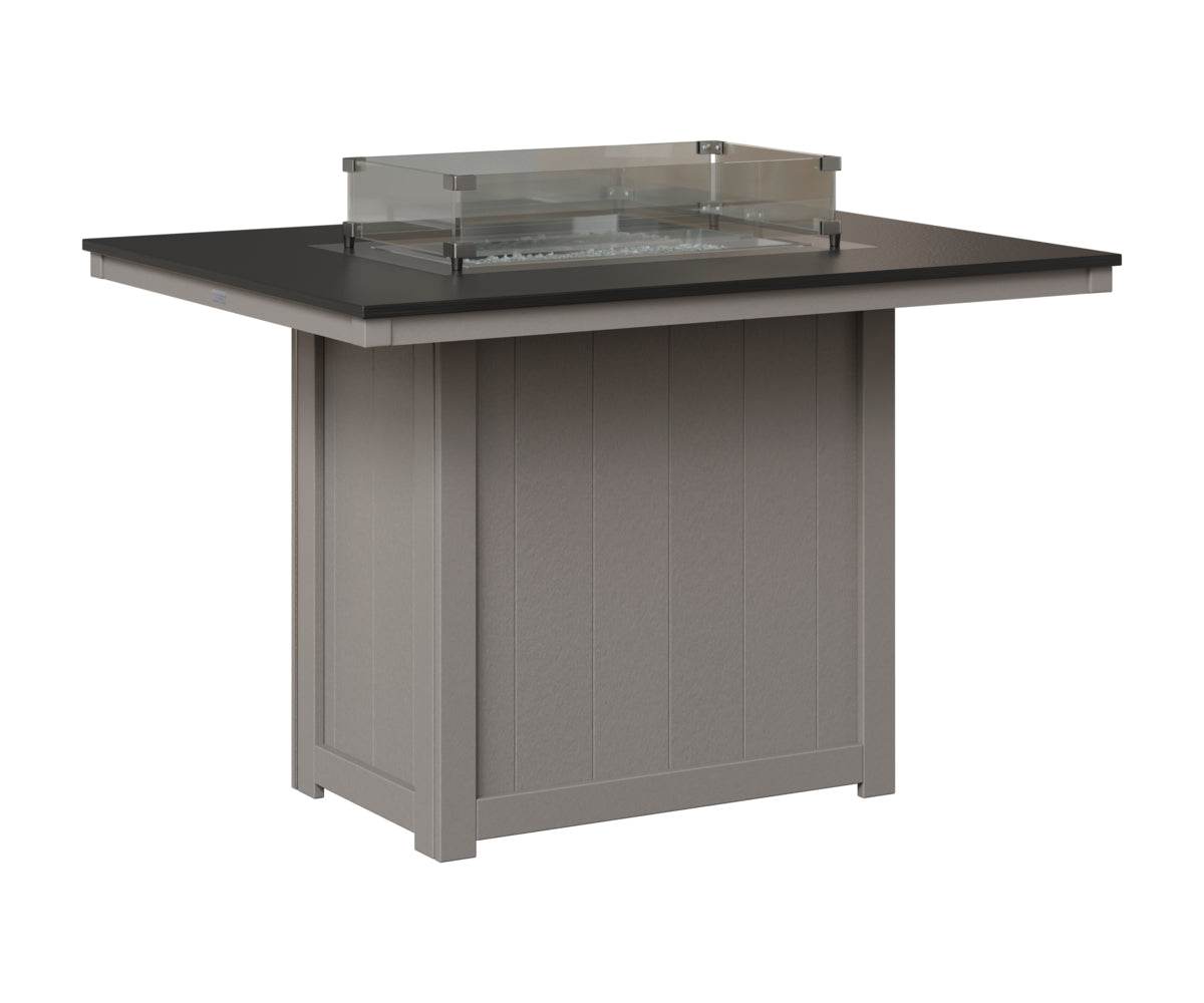 Donoma 42" x 54" Rectangular Fire Table - Hammered Top - Counter Height