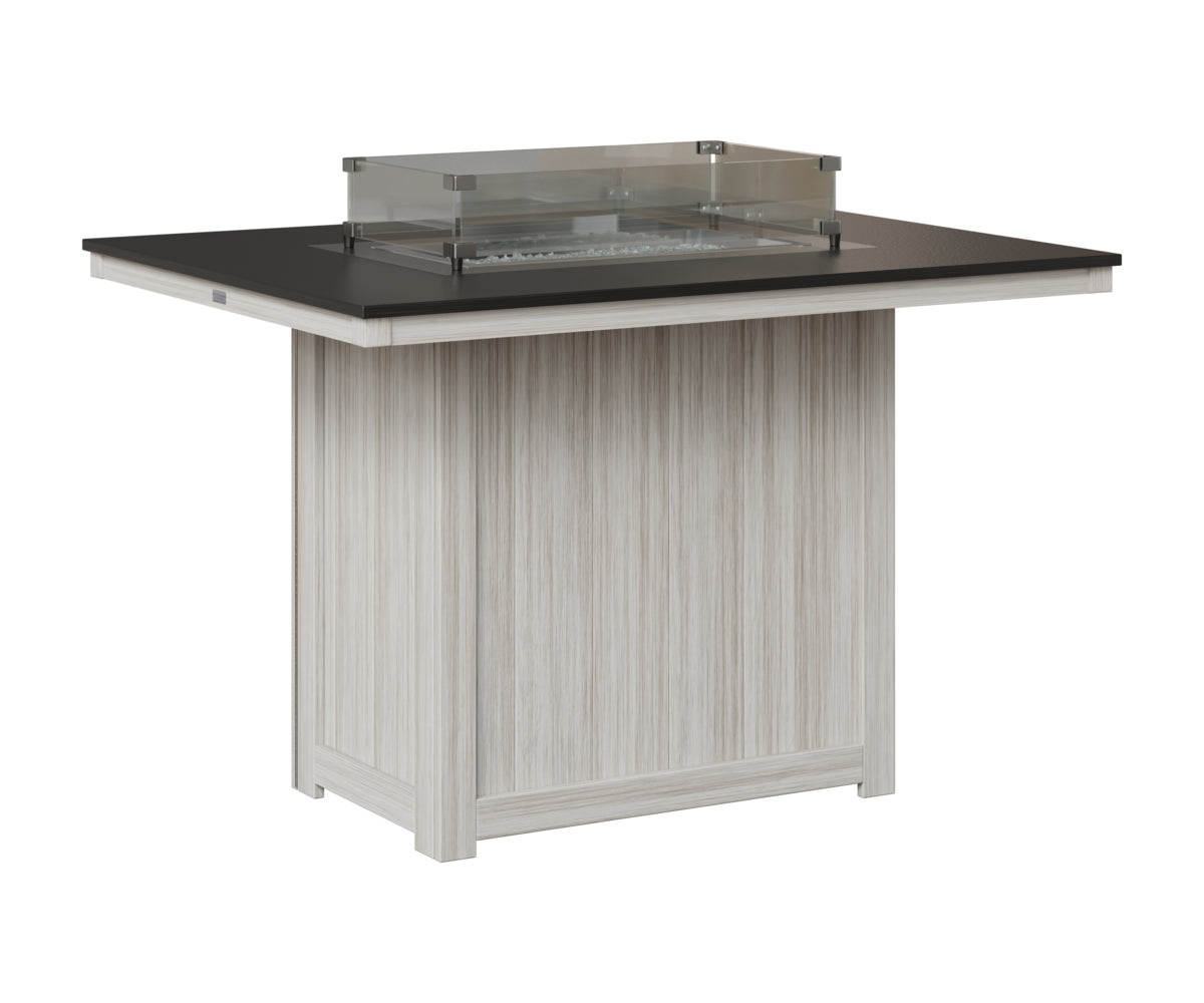 Donoma 42" x 54" Rectangular Fire Table - Hammered Top - Counter Height