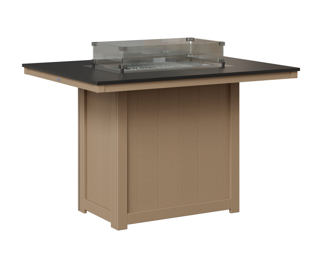 Donoma 42" x 54" Rectangular Fire Table - Hammered Top - Counter Height