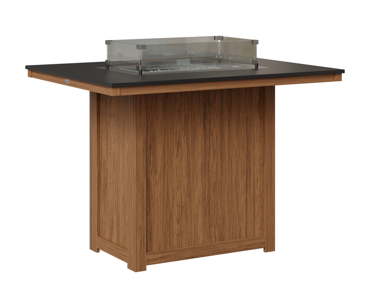 Donoma 42" x 54" Rectangular Fire Table - Hammered Top - Bar Height