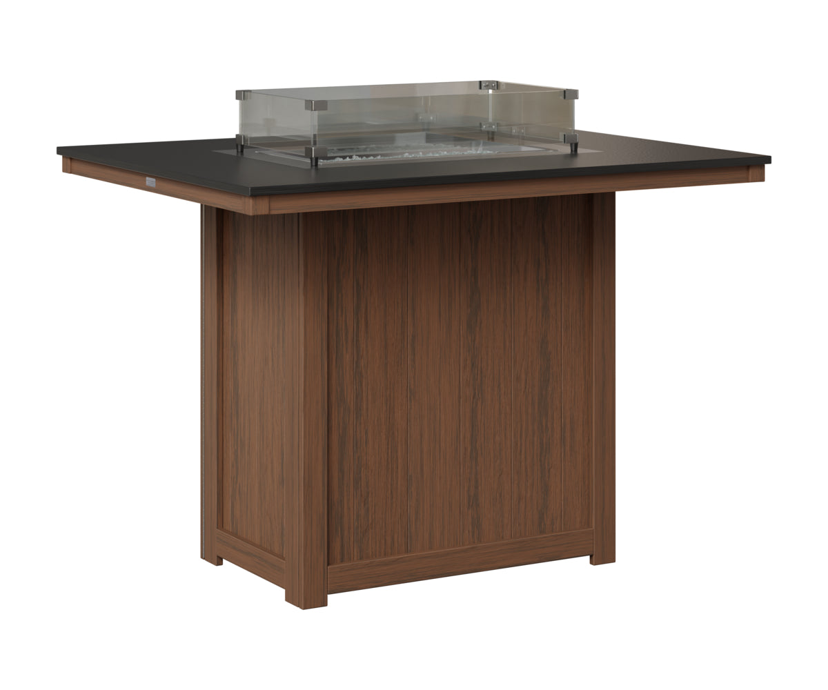 Donoma 42" x 54" Rectangular Fire Table - Hammered Top - Bar Height