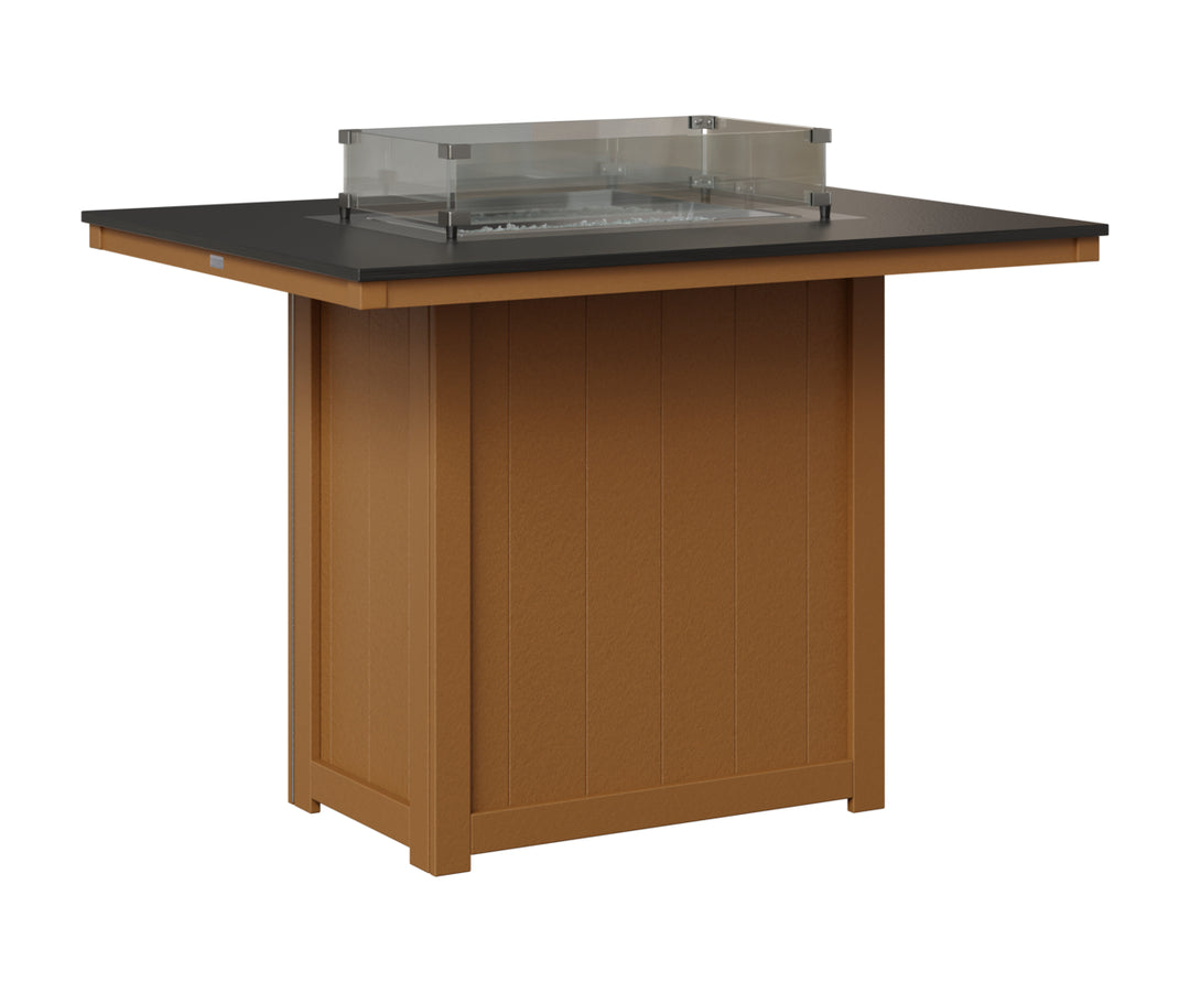 Donoma 42" x 54" Rectangular Fire Table - Hammered Top - Bar Height