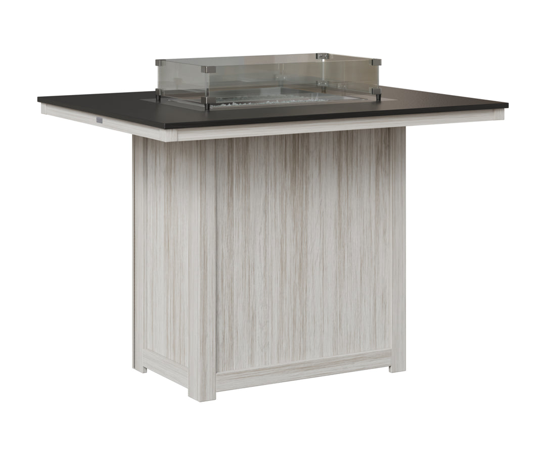 Donoma 42" x 54" Rectangular Fire Table - Hammered Top - Bar Height