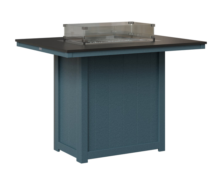 Donoma 42" x 54" Rectangular Fire Table - Hammered Top - Bar Height