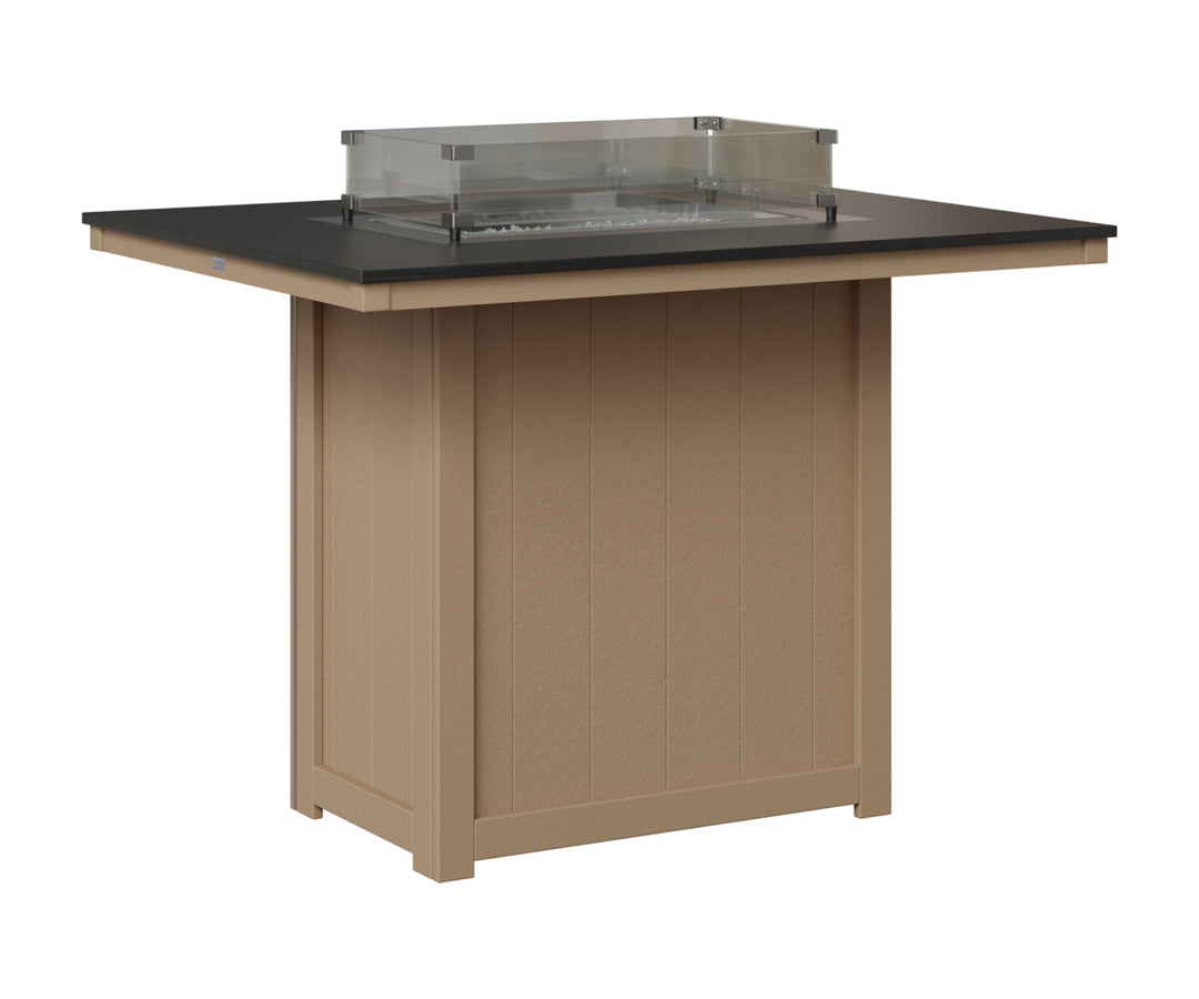 Donoma 42" x 54" Rectangular Fire Table - Hammered Top - Bar Height