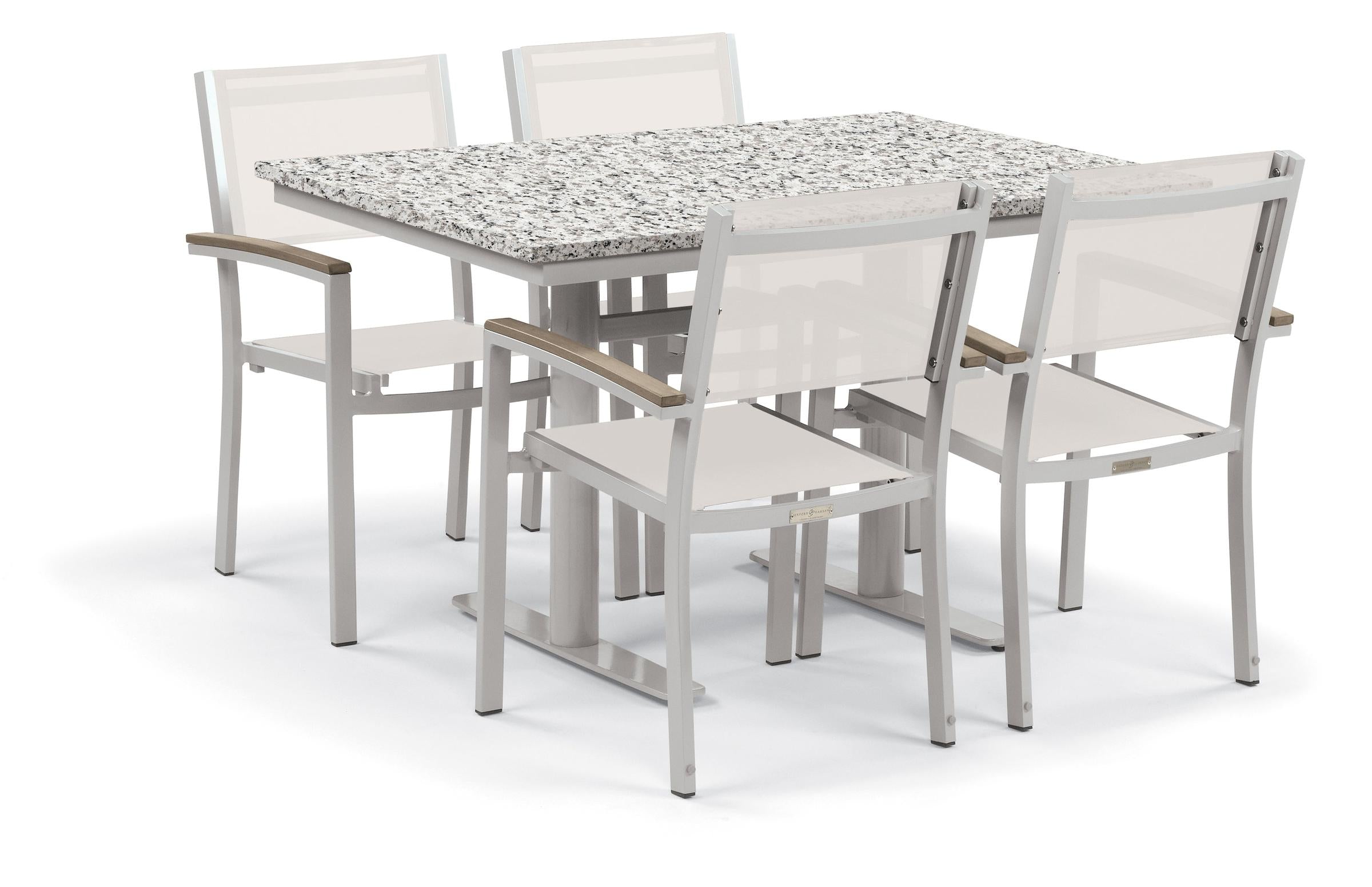 Travira 5-Piece 34X48'' Table And Sling Chair Bistro Set - Natural-Sling Sling - Vintage-Tekwood - Ash-Lite-Core Top