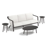 Markoe 4-Piece Sofa, Coffee Table & End Tables Lounge Set - Carbon - Sunbrella Bliss Linen Cushions