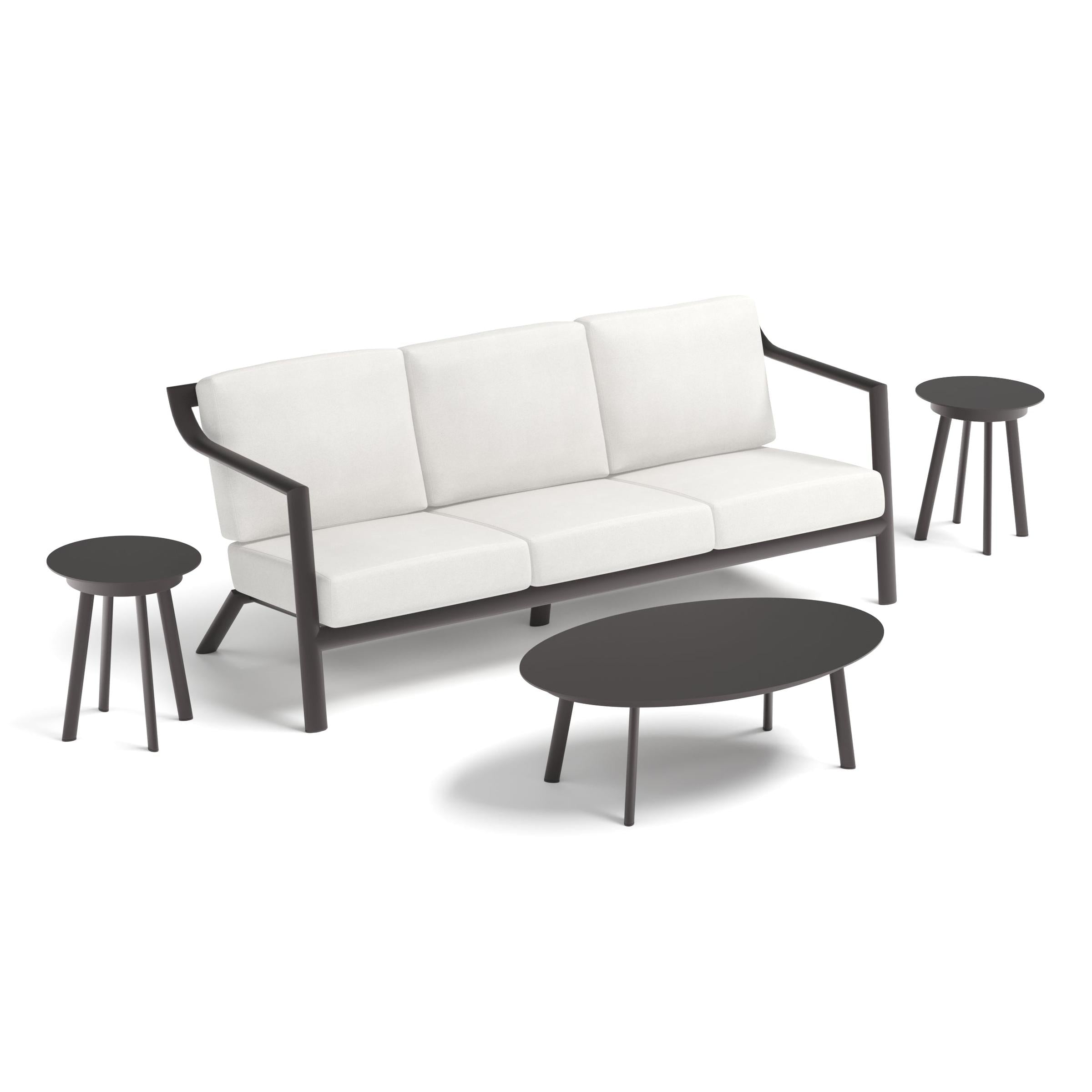 Markoe 4-Piece Sofa, Coffee Table & End Tables Lounge Set - Carbon - Sunbrella Bliss Linen Cushions
