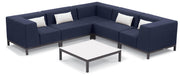 Koral 6-Piece Modular L-Shape Sectional & Coffee Table Set - Spectrum Indigo Upholstery With Lumbar Pillows
