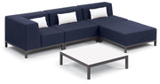 Koral 5-Piece Modular L-Shape Sectional & Coffee Table Set - Spectrum Indigo Upholstery With Lumbar Pillows