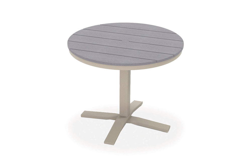 36" Round Rustic Table Top w/ Pedestal Base - Dining Height