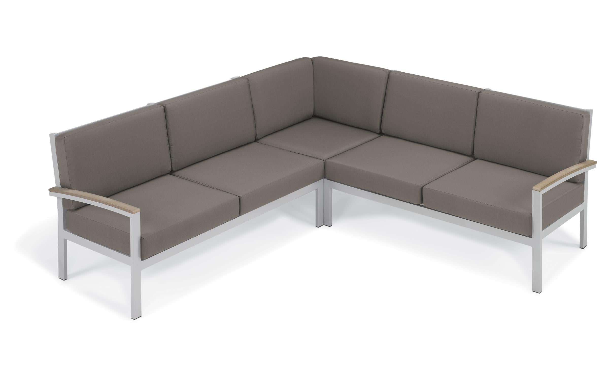 Travira 3-Piece Loveseat Tekwood Chat Set - Stone Cushion - Vintage Tekwood
