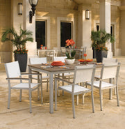 Travira 7-Piece 63" Table And Sling Chair Tekwood Dining Set - Natural Sling - Vintage Tekwood