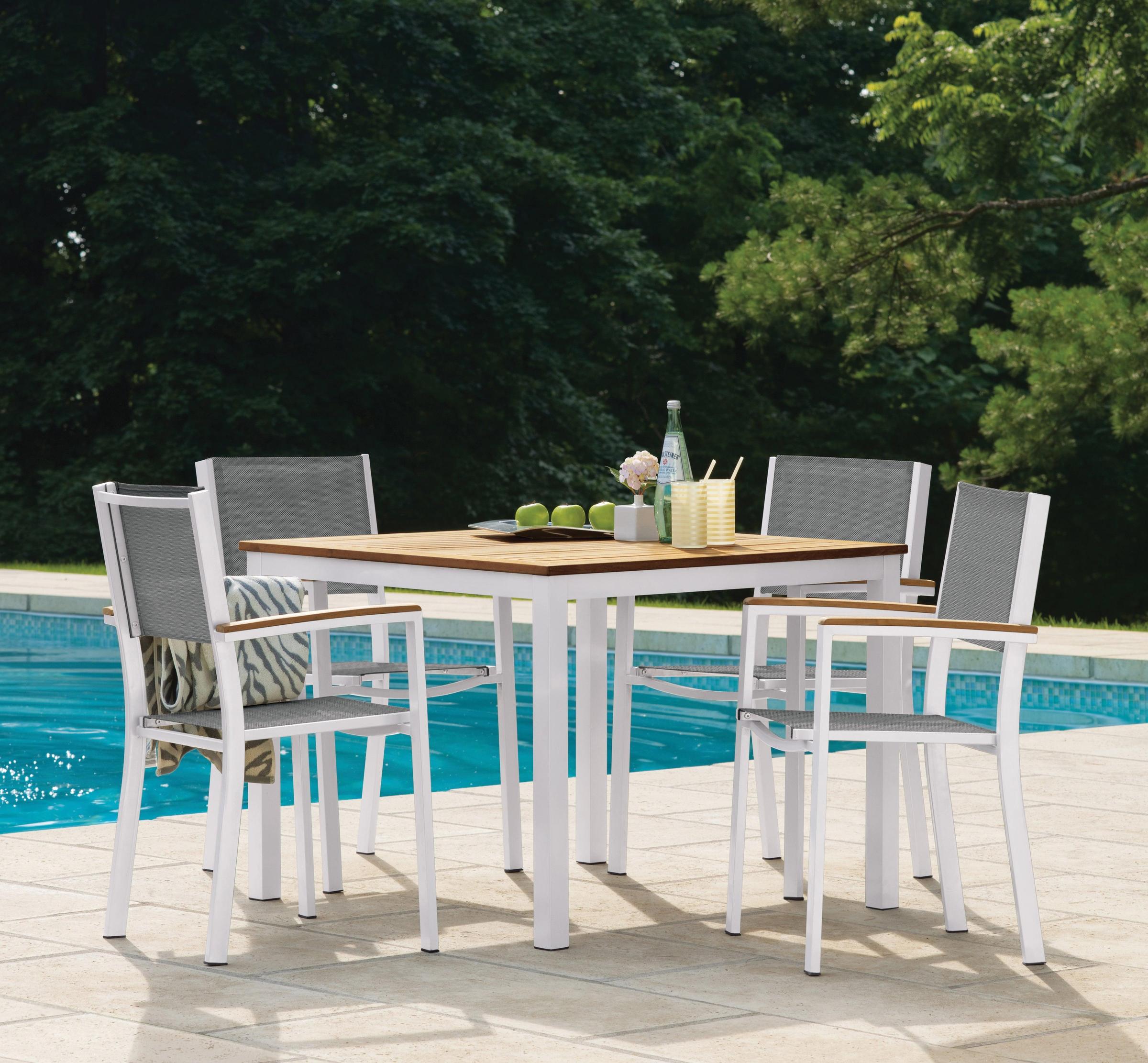 Travira 5-Piece Square Table And Sling Chair Tekwood Dining Set - Ink-Pen Sling - Vintage-Tekwood - Chalk Frame