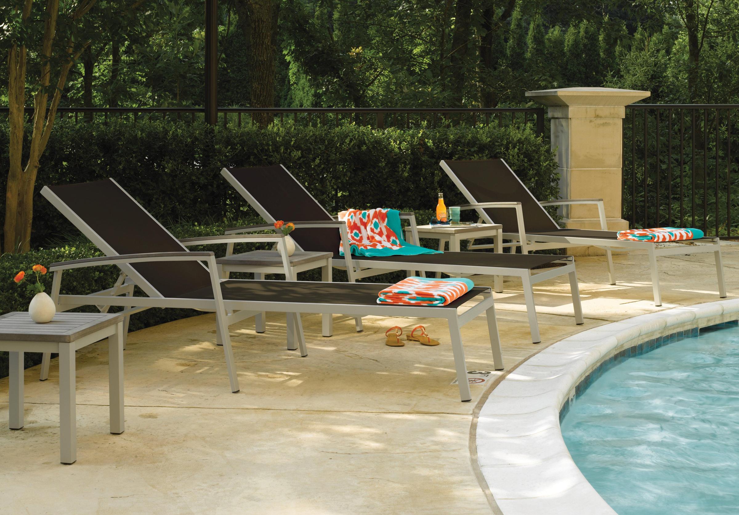 Travira 8-Piece Chaise & End Table Lounge Set - Black Sling - Vintage Tekwood