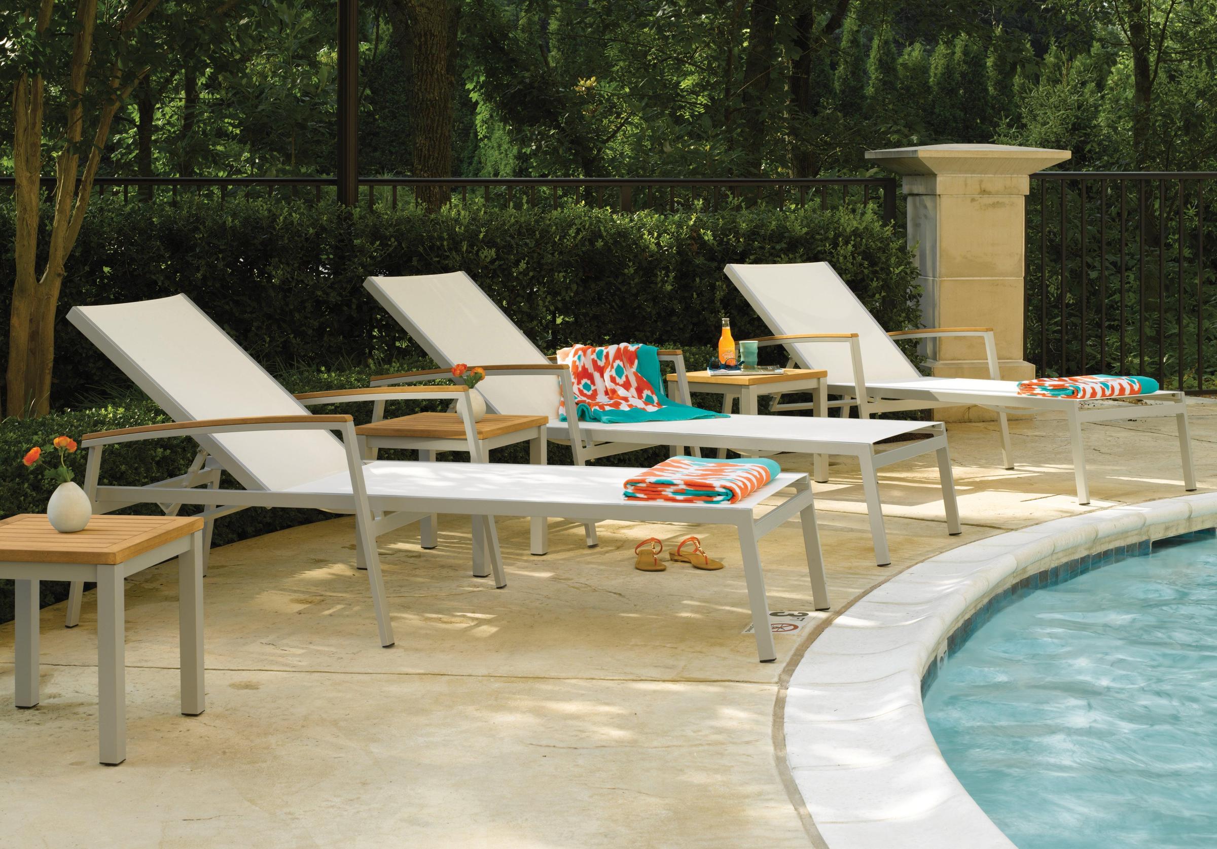 Travira 8-Piece Chaise & End Table Lounge Set - Natural Sling - Natural Tekwood