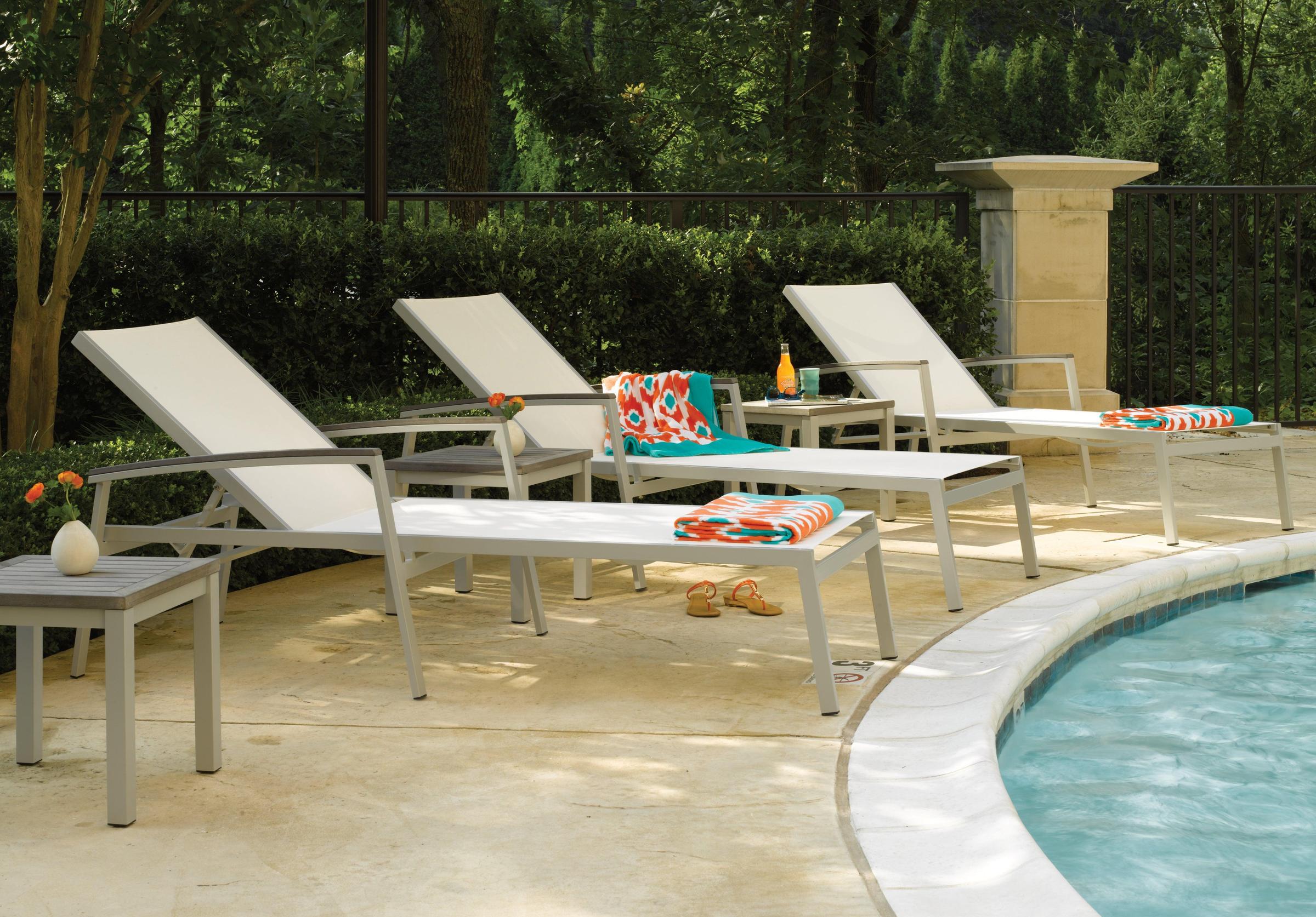 Travira 8-Piece Chaise & End Table Lounge Set - Natural Sling - Vintage Tekwood