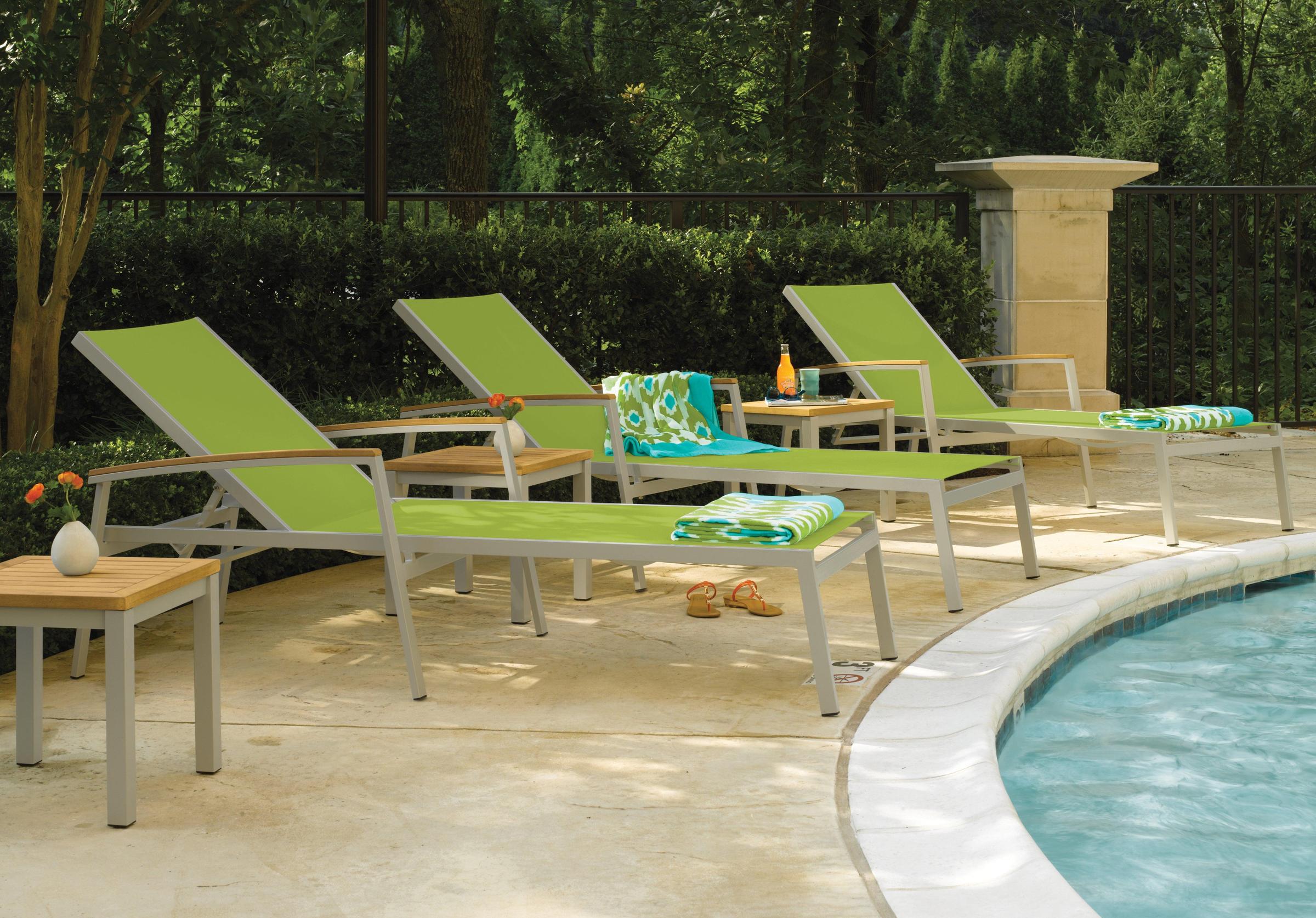 Travira 8-Piece Chaise & End Table Lounge Set - Go Green Sling - Natural Tekwood