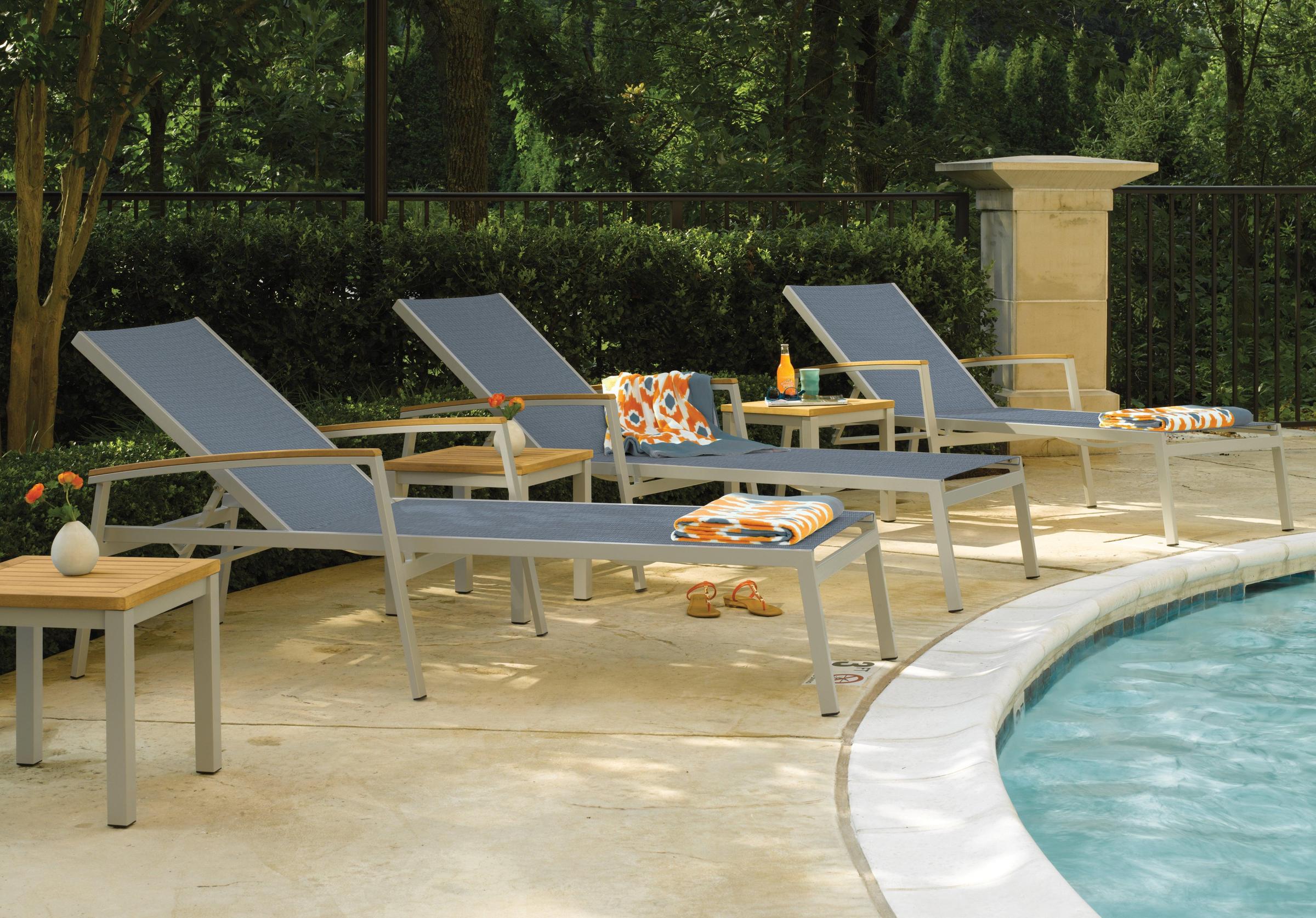 Travira 8-Piece Chaise & End Table Lounge Set - Titanium Sling - Natural Tekwood