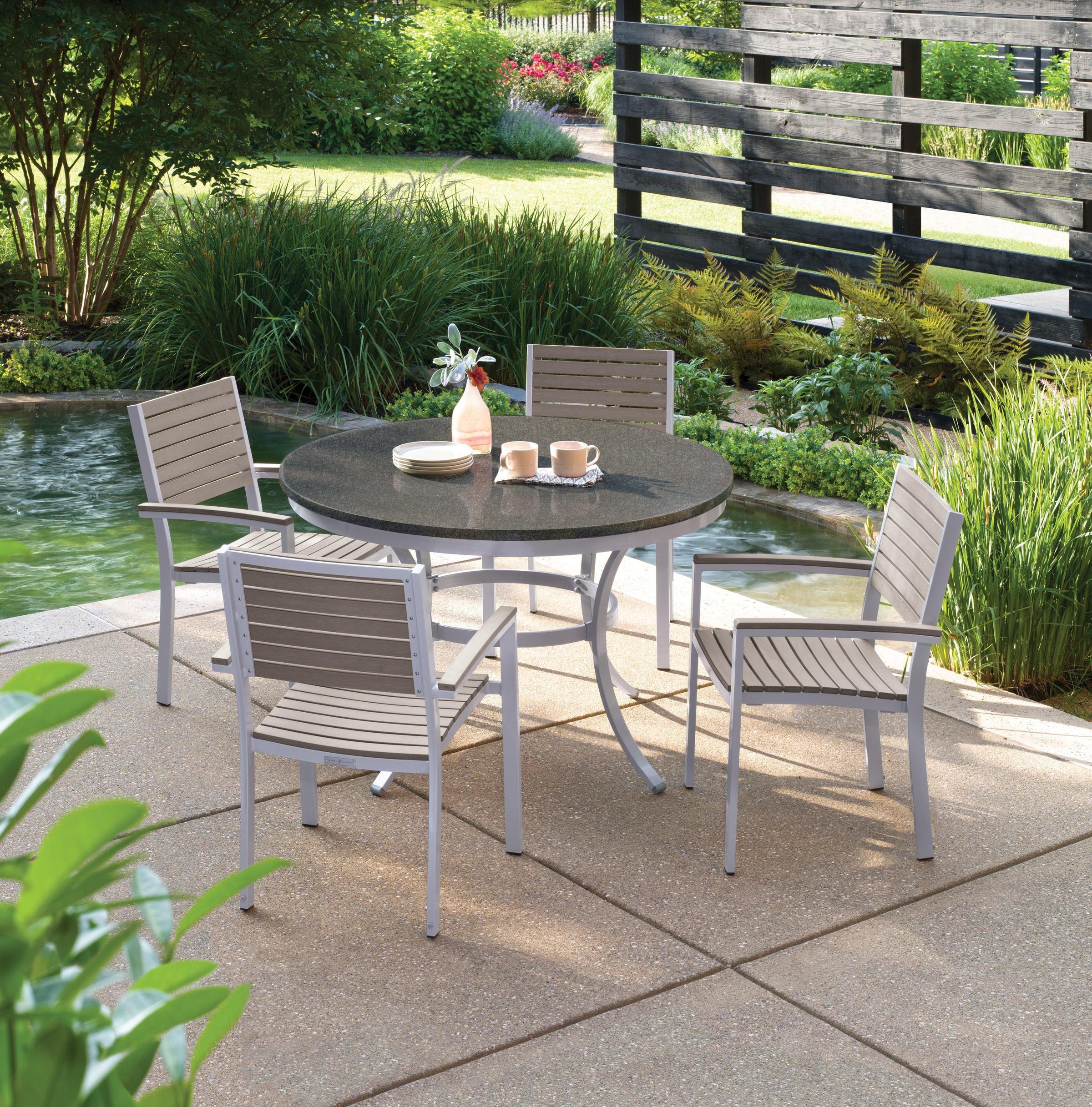 Travira 5-Piece 48" Round Table And Chair Rectangular Bistro Set - Vintage-Tekwood - Charcoal Lite-Core Top