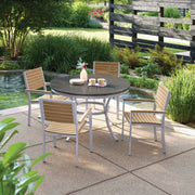 Travira 5-Piece 48" Round Table And Chair Rectangular Bistro Set - Natural-Tekwood - Charcoal Lite-Core Top